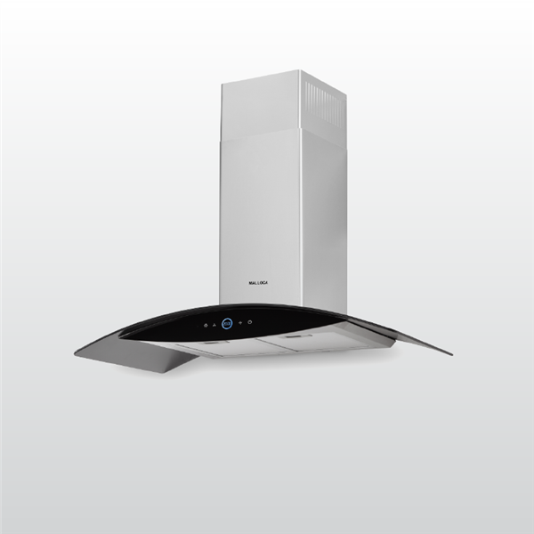 Máy hút mùi áp tường Malloca MC 9018HS / Ngang 90cm, phím cảm ứng, kiểu kính cong