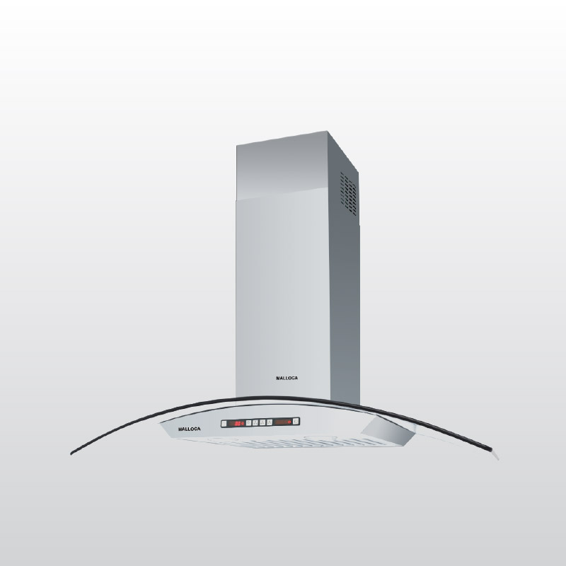 Máy hút mùi áp tường Malloca MC 9078-900 / Ngang 90cm, kiểu kính cong màu inox