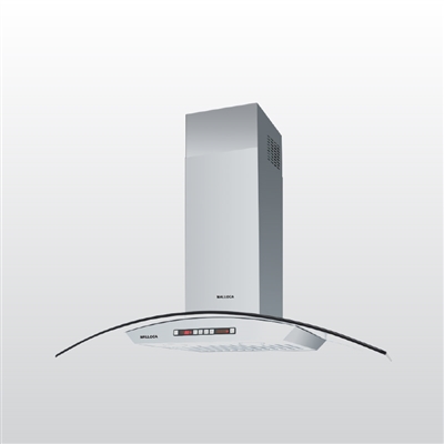 Máy hút mùi áp tường Malloca MC 9078-900 / Ngang 90cm, kiểu kính cong màu inox
